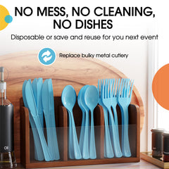 Unleashed - Heavy Duty Light Blue Plastic Forks | 50 Count