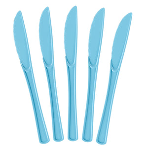 Heavy Duty Light Blue Plastic Knives - 7.75 in. | 100 Count