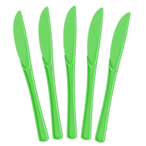 Heavy Duty Lime Green Plastic Knives - 7.75 in. | 100 Count