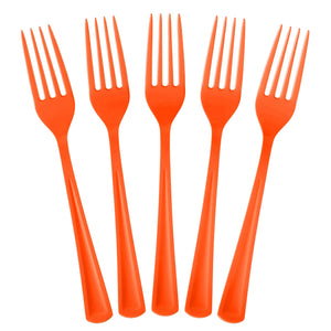 Heavy Duty Orange Plastic Forks | 50 Count