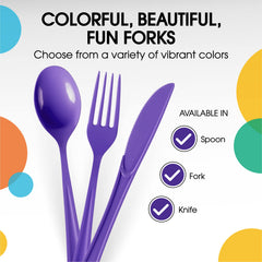Little Gym - Heavy Duty Purple Plastic Forks | 50 Count