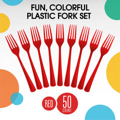 Unleashed - Heavy Duty Red Plastic Forks | 50 Count