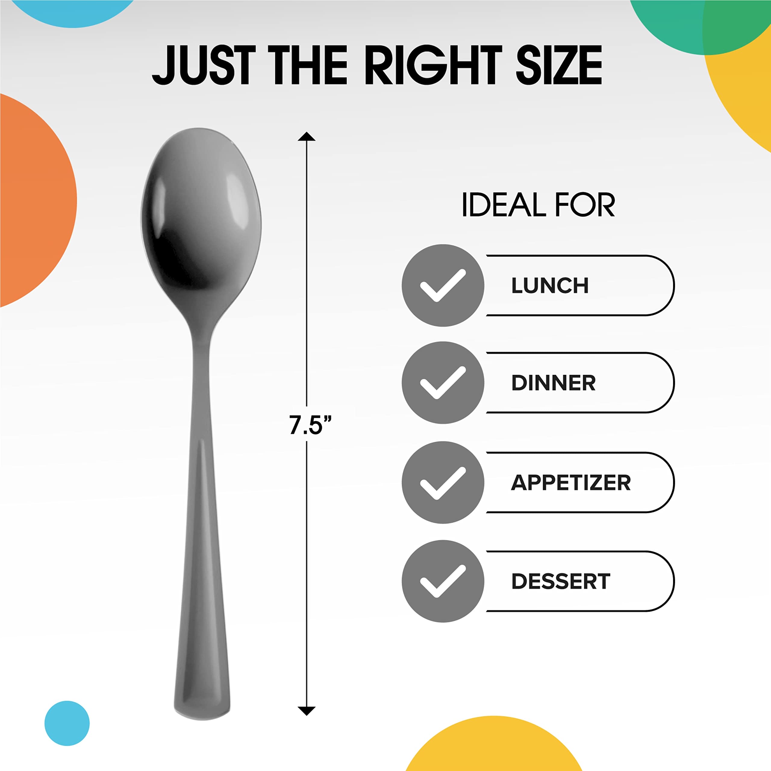 Heavy Duty Silver Plastic Spoons | 50 Count