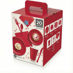 Apple Red Solid Color Party Tableware Kit - 20 Piece Set -222 Pieces