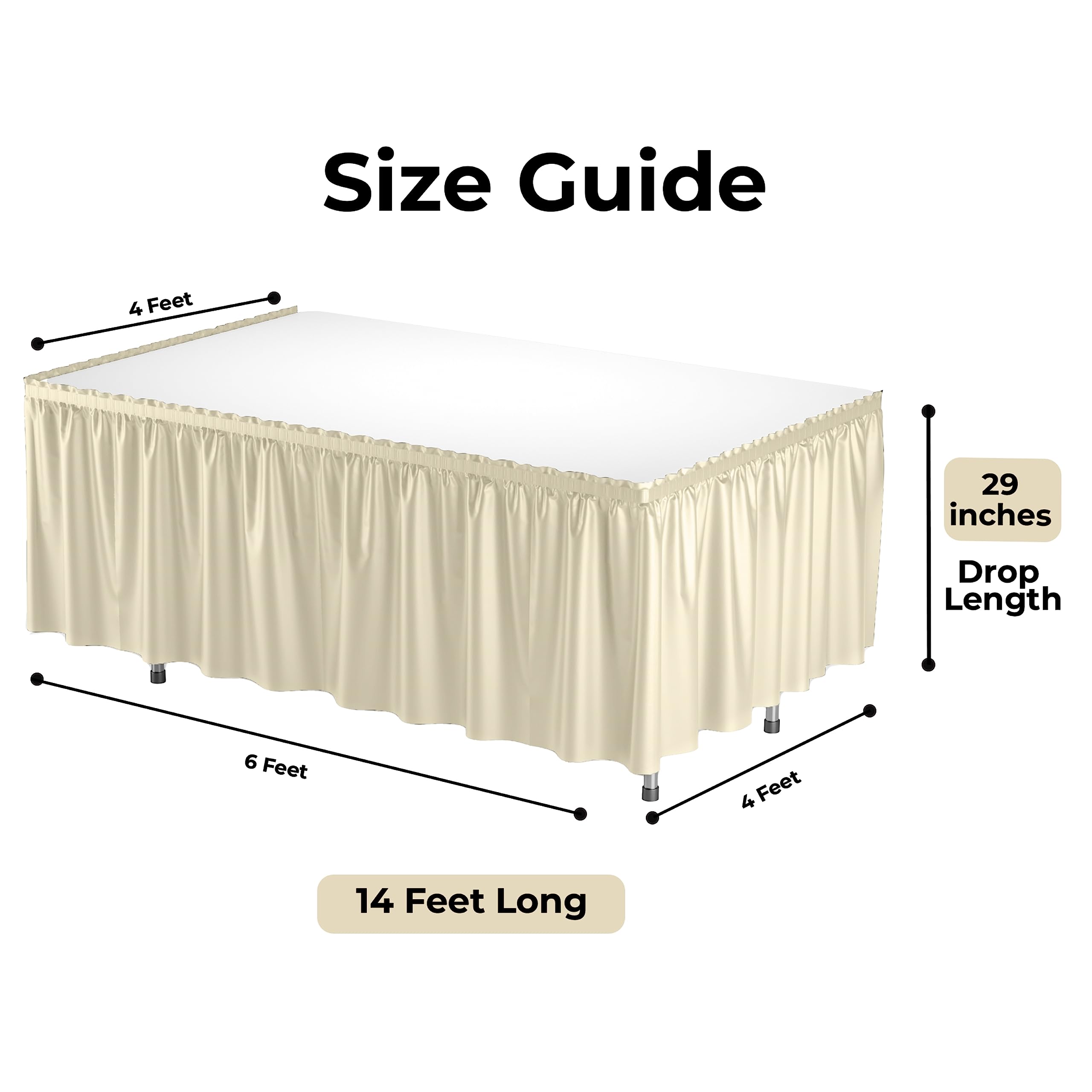 Ivory plastic table skirt