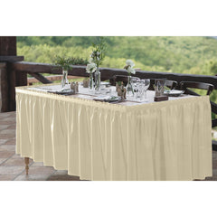 Ivory plastic table skirt