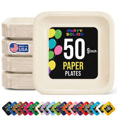 9 In. Ivory Square Paper Plates - 50 Ct.