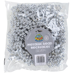 Metallic Bead Necklaces/Silver - 12 Count