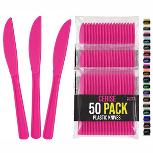 Heavy Duty Cerise Plastic Knives | 7.75 in. | 50 Count