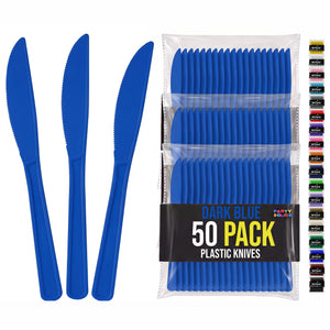 Heavy Duty Dark Blue Plastic Knives | 7.75 in. | 50 Count