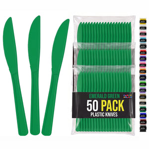 Heavy Duty Emerald Green Plastic Knives | 7.75 in. | 50 Count