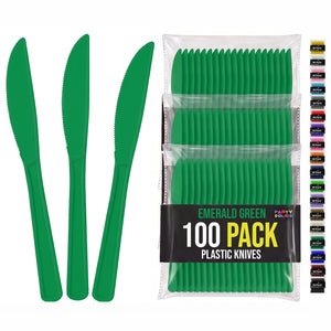 Heavy Duty Emerald Green Plastic Knives | 7.75 in. | 100 Count