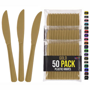 Heavy Duty Gold Plastic Knives | 7.75 in. | 50 Count