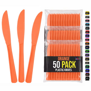Heavy Duty Orange Plastic Knives | 7.75 in. | 50 Count