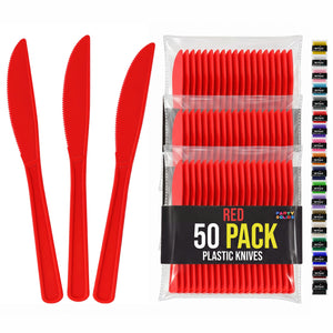 Heavy Duty Red Plastic Knives | 7.75 in. | 50 Count