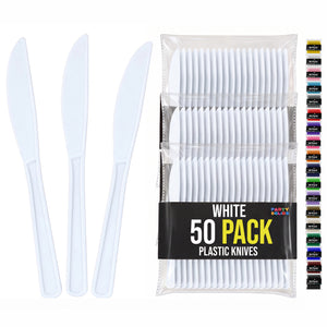 Heavy Duty White Plastic Knives | 7.75 in. | 50 Count