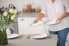 10.5 In. Scalloped Paper Plates - Snow | 10 Count