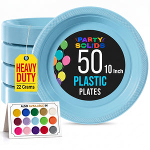 10 in. Light Blue Plastic Plates | 50 Count