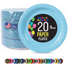 9 In. Light Blue Paper Plates - 20 Ct.