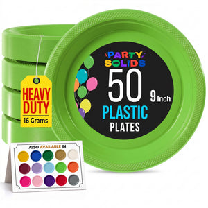 9 in. Lime Green Plastic Plates | 50 Count