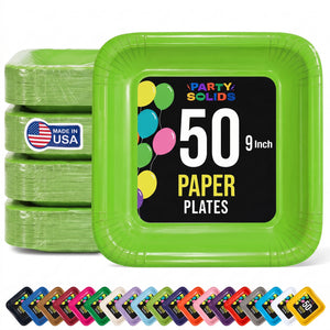9 In. Lime Square Paper Plates - 50 Ct.