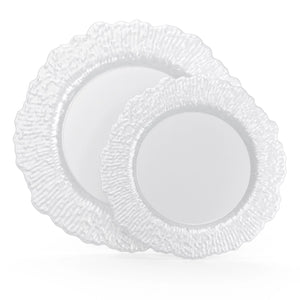 7 Inch and 10 Inch Leaf Plate Combo 15|15 - Pearl White