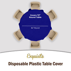 Navy Blue Round Plastic Table Covers | 6 Pack - 84 in.