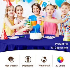 Navy Blue Round Plastic Table Covers | 6 Pack - 84 in.