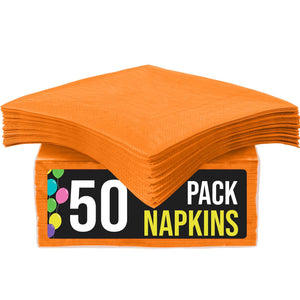 Orange Beverage Napkins | 4.75 in. x 4.75 in. | 50 Count