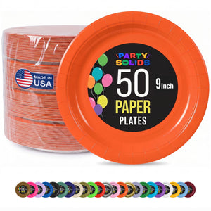 9 in. Orange Paper Plates | 50 Ct.