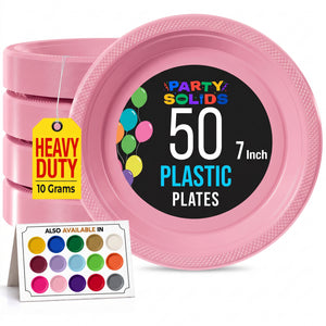 7 in. Pink Plastic Plates | 50 Count