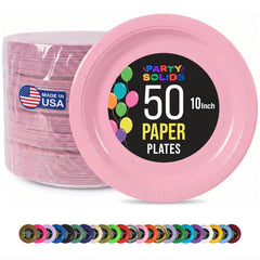 10 In. Pink Paper Plates - 50 Ct.
