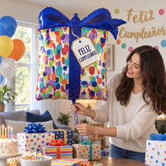 Polka Dot Celebration Birthday SuperShape Foil Balloon | 25" x 27"