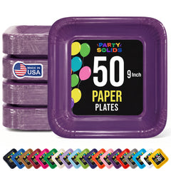 9 In. Purple Square Paper Plates - 50 Ct.