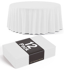 120 In. Premium Round White Plastic Table Covers | 12 Count