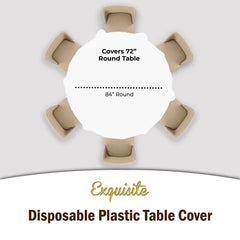 Round White Plastic Table Covers | 6 Pack - 84 in.