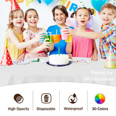 Round White Plastic Table Covers | 6 Pack - 84 in.