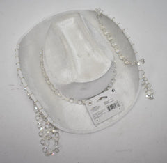 White Cowboy Hat with Jewel Fringe