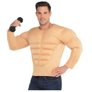 Adult Padded Muscle Long Sleeve Shirt, Beige, One Size, Wearable Costume Accessory for Halloween - Adult One Size (Up to Size 44)