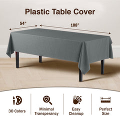 Silver Plastic Table Covers | 6 Pack - 54 In. x 108 In.