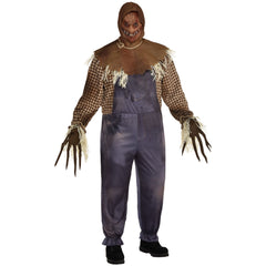 Men's Sinister Scarecrow Halloween Costume with Mask and Gloves