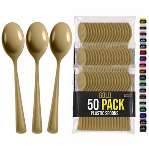 Heavy Duty Gold Plastic Spoons | 7 in. | 50 Count