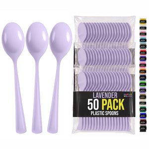 Heavy Duty Lavender Plastic Spoons | 7 in. | 50 Count