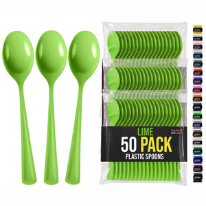 Heavy Duty Lime Green Plastic Spoons | 7 in. | 50 Count