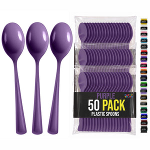 Heavy Duty Purple Plastic Spoons | 7 in. | 50 Count