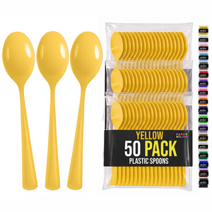 Heavy Duty Yellow Plastic Spoons | 7 in. | 50 Count