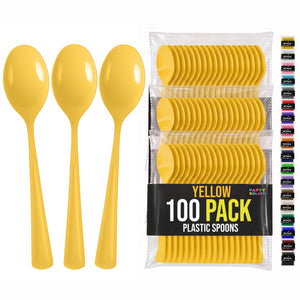 Heavy Duty Yellow Plastic Spoons | 7 in. | 100 Count