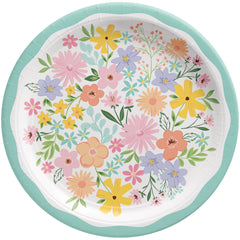 Springtime Blooms 10.5-Inch Round Paper Plates, 8-Pack