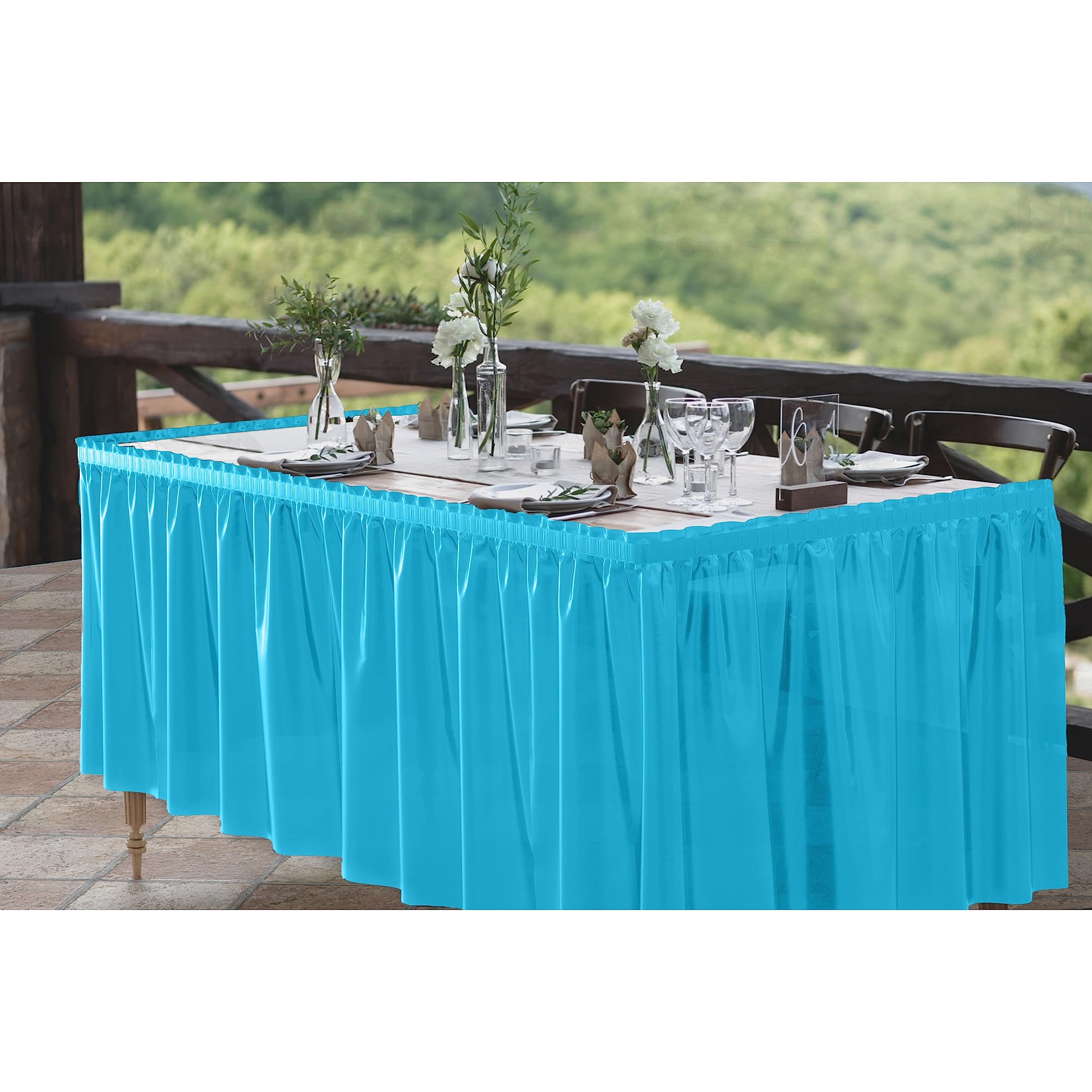 Turquoise Plastic Table Skirt