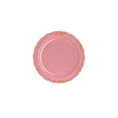 7.5 In. Pink/Gold Victorian Design Plates - 20 Ct.
